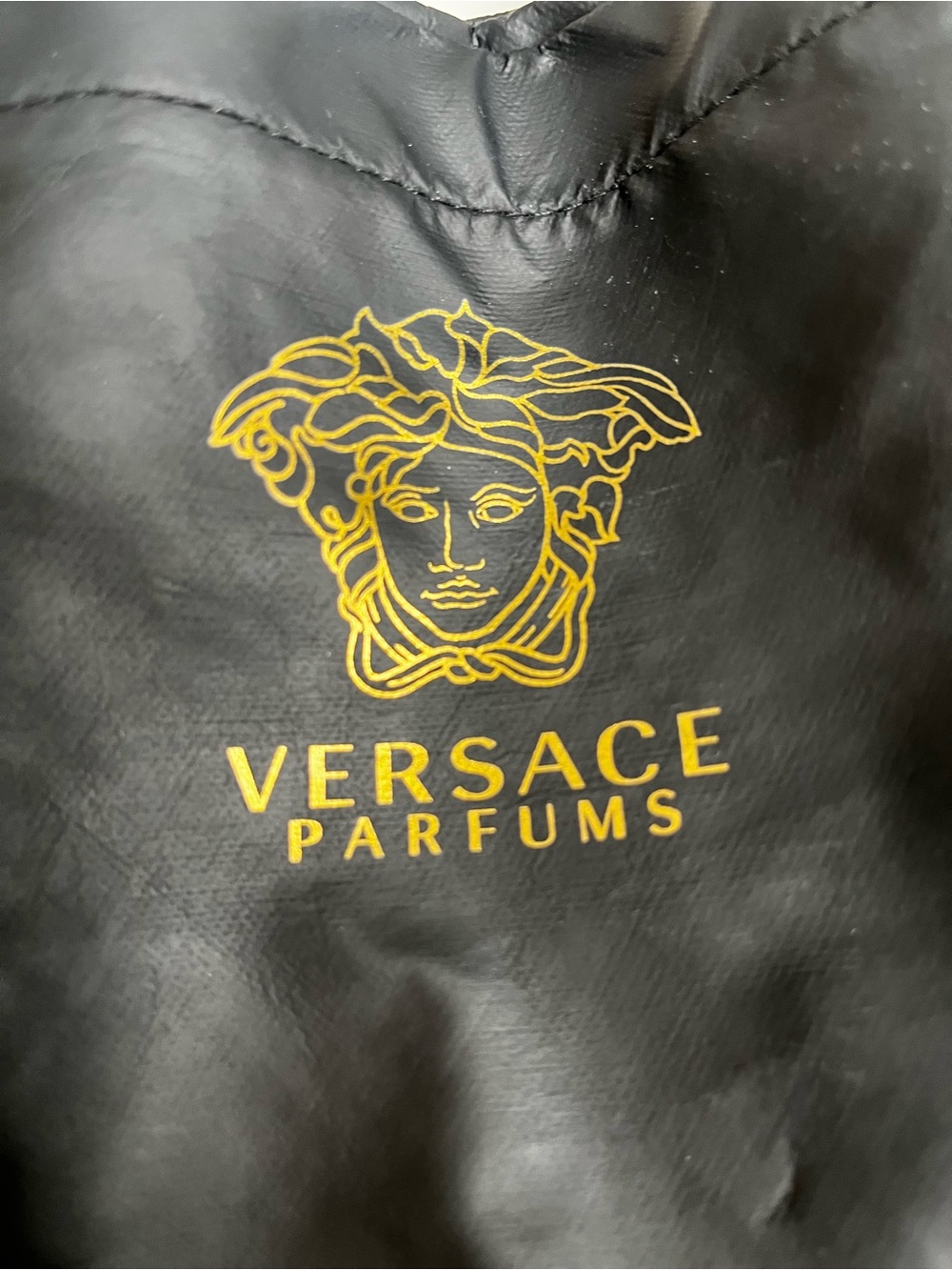 Versace Parfums Black Shoulder Bag Gold Medusa Logo Meandros Pattern Tote Bags - Picture 2 of 16